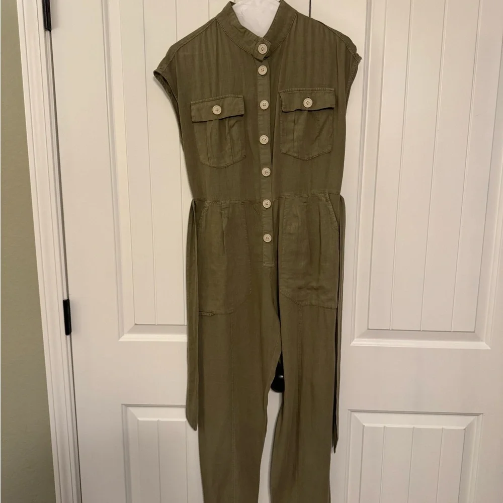 Zara Linen belted jumpsuit